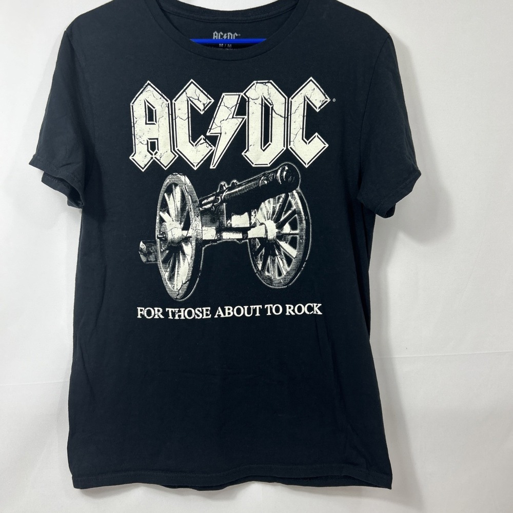 AC/DC Graphic T-shirt Men's M Black For Those About To Rock T-Shirt Band Tee